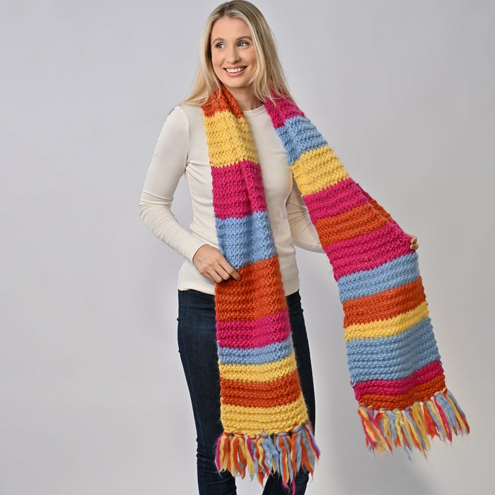 Scarf Knitting Kit - Rainbow Striped - Wool Couture