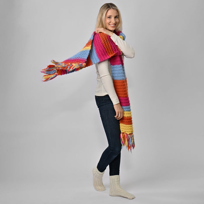 Scarf Knitting Kit - Rainbow Striped - Wool Couture