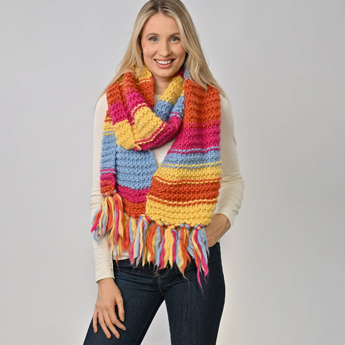 Scarf Knitting Kit - Rainbow Striped - Wool Couture