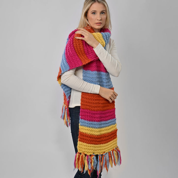 Scarf Knitting Kit - Rainbow Striped - Wool Couture