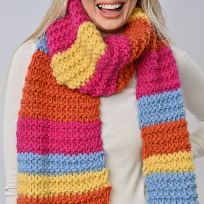 Scarf Knitting Kit - Rainbow Striped - Wool Couture