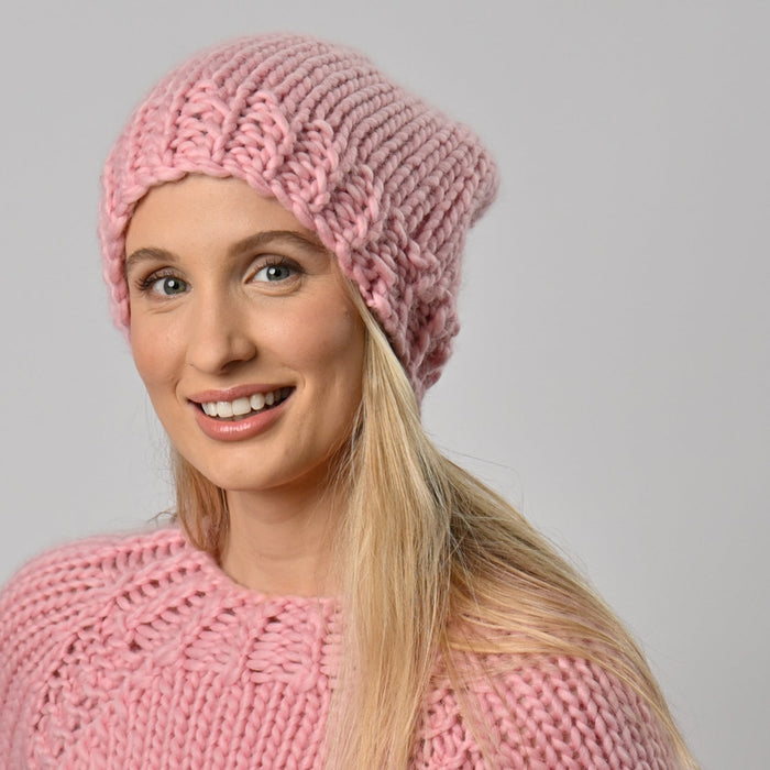 Slouchy Bobble Hat Knitting Kit - Wool Couture