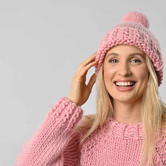 Slouchy Bobble Hat Knitting Kit - Wool Couture