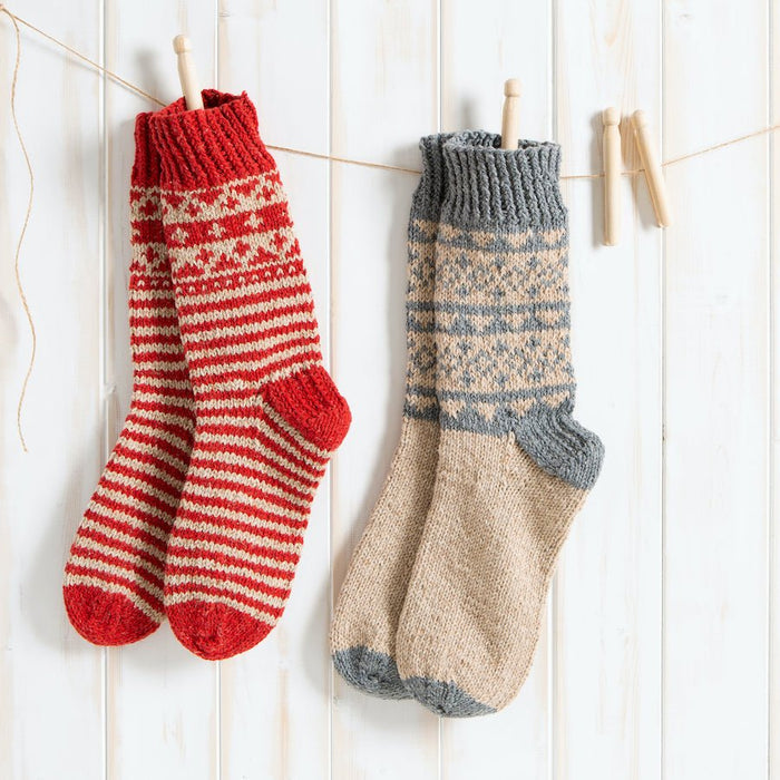 Striped Fair Isle Socks Knitting Kit– Wool Couture