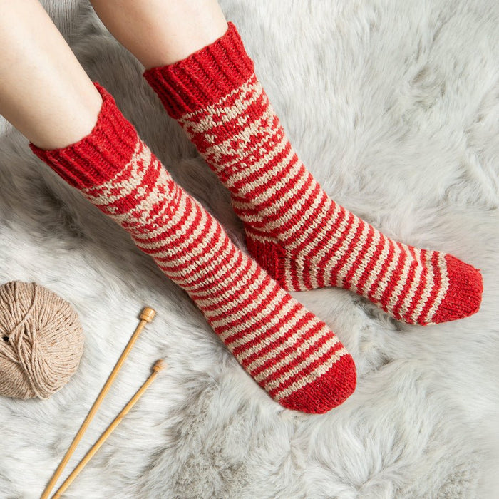 Striped Fair Isle Socks Knitting Kit - Wool Couture