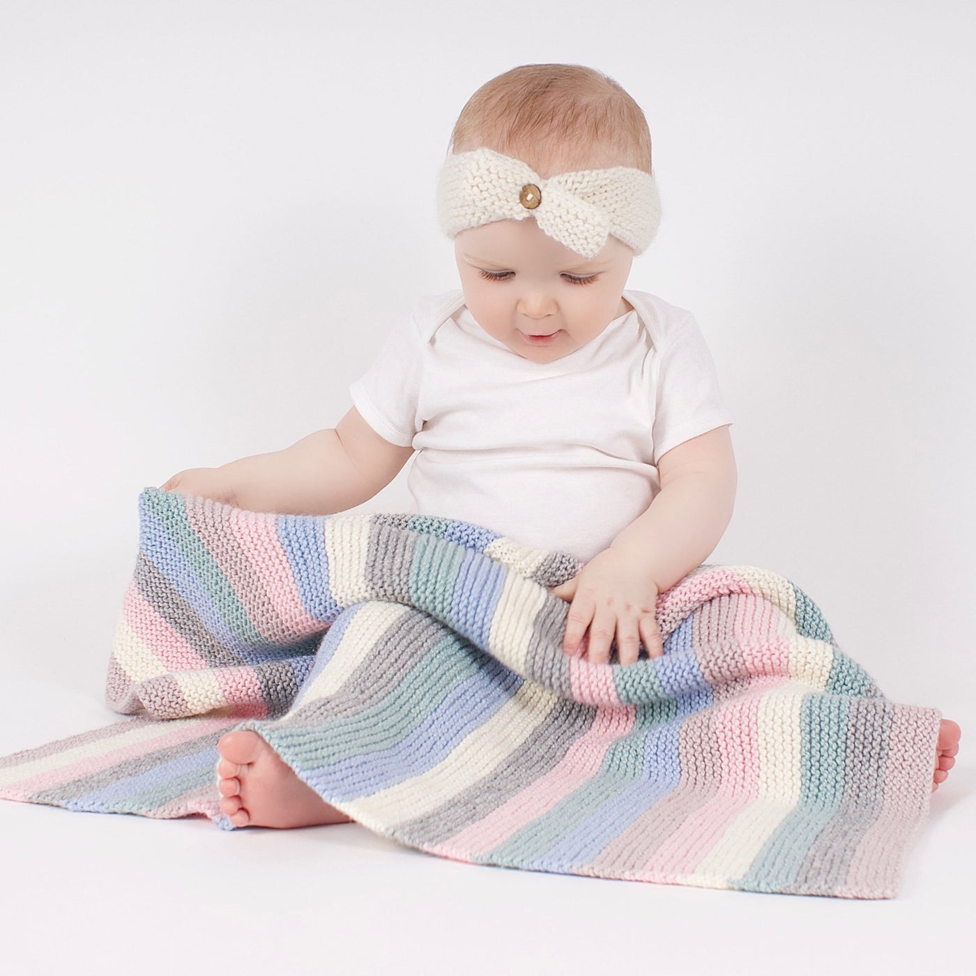 Stripy Baby Blanket Knitting Kit Wool Couture