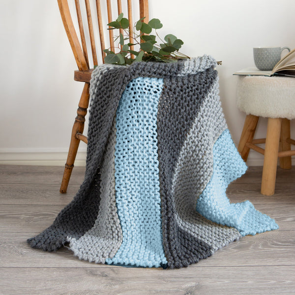 Stripy Blanket Beginners Knitting Kit - Blue Breeze - Wool Couture