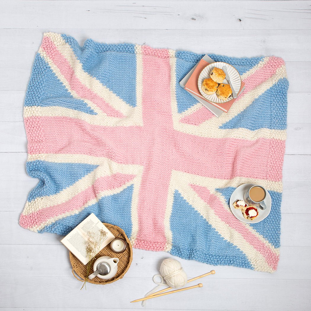 Union Jack Blanket Pastel Knitting Kit Wool Couture