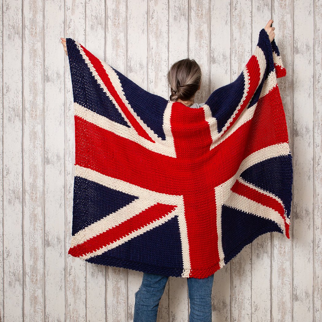 Union Jack Blanket Traditional Knitting Kit Wool Couture