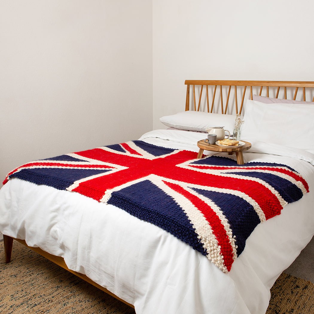 Union Jack Blanket Traditional Knitting Kit Wool Couture