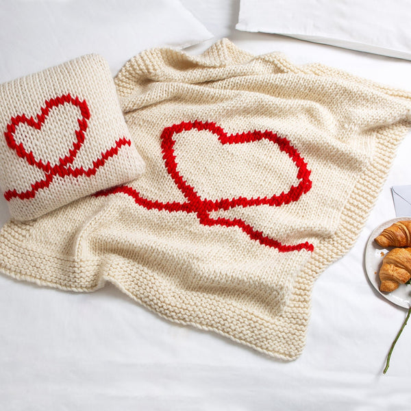 Valentines Blanket & Cushion Cover - Knitting Kit - Wool Couture