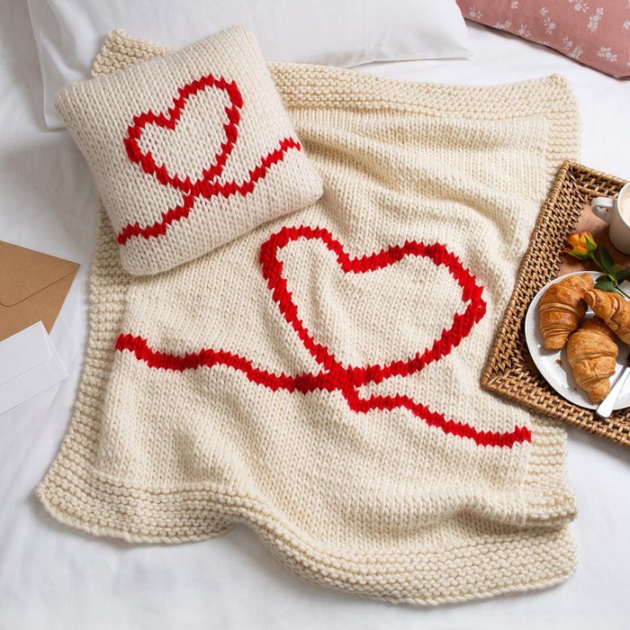 Valentines Blanket & Cushion Cover - Knitting Kit - Wool Couture