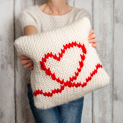 Valentines Cushion Cover - Knitting Kit - Wool Couture