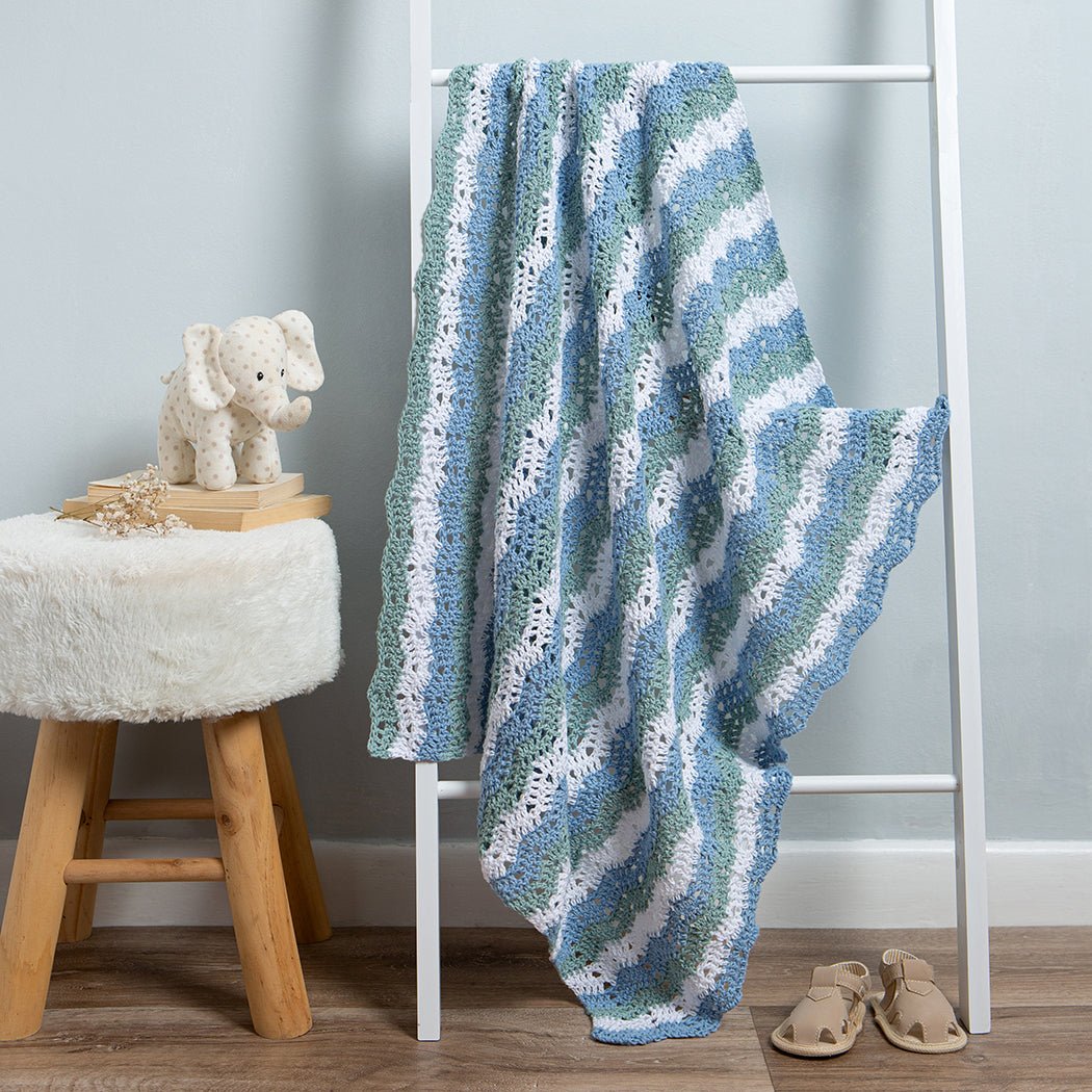 Wavy Cotton Crochet Baby Blanket Kit Wool Couture