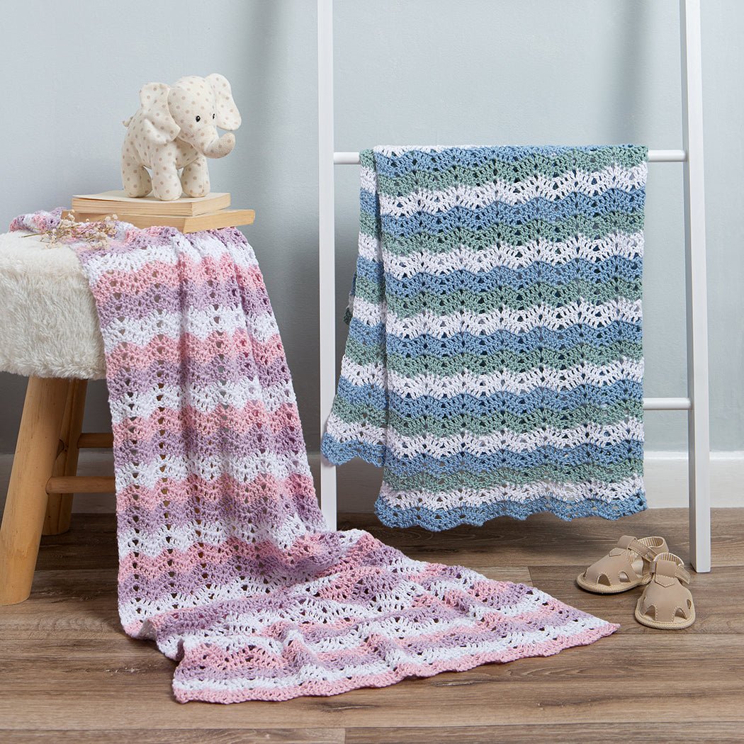 Wavy Cotton Crochet Baby Blanket Kit