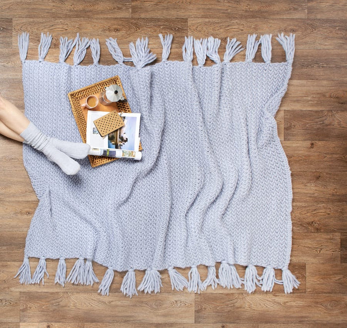 Weekender Blanket Knitting Kit, Chunky Merino Yarn - Wool Couture