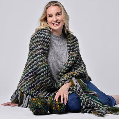 Wrap Knitting Kit - Ellie Rainforest - Wool Couture